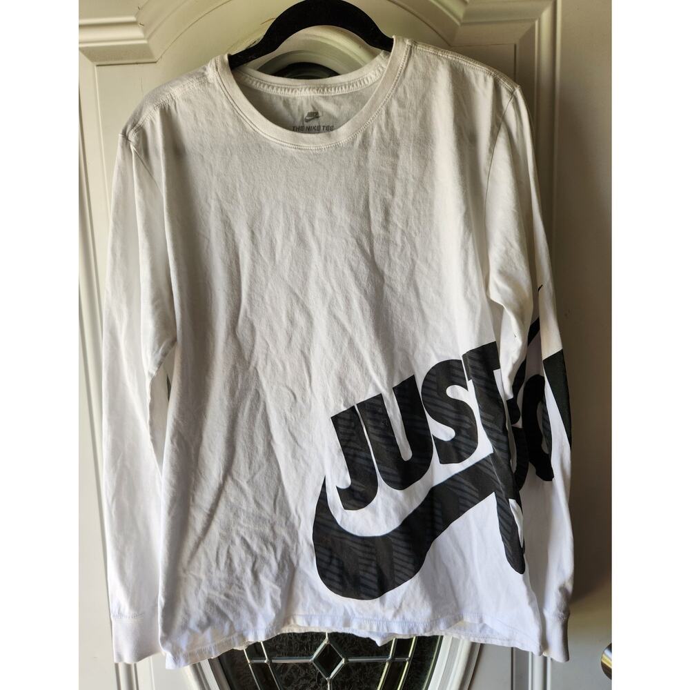 NIKE Just Do It White with Black Logo Shirt Size Large